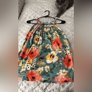 Floral green tank